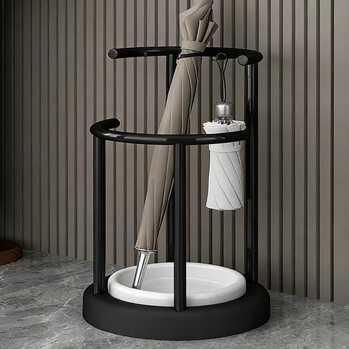 Metal Umbrella Stand, Modern Holder with Removable Water Tray, Standing Cane Storage Organizer for Home, Office, Hotel