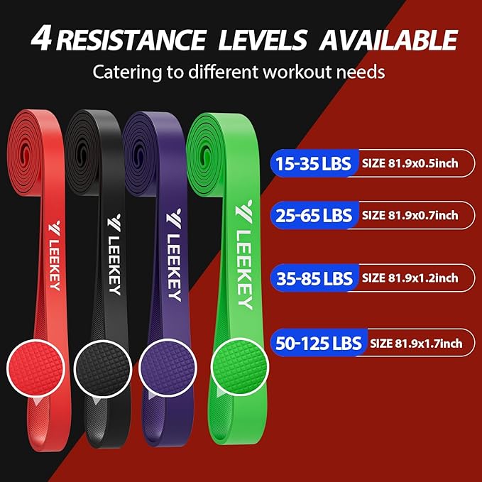 LEEKEY Resistance Bands, Exercise Bands with Handles,Pull Up Assist Bands - Band Set with Door Anchor - Bands for Working Out,Band for Men and Women Fitness Training,Home Workouts