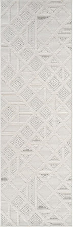 Modern Micro Loop Indoor Runner Rugs for Living Room Bedroom Kitchen Geometric Square White 2x7 Luxury Durable Low and High Pile Non-Shedding Stain Resistant Soft Area Carpet 2 x 7