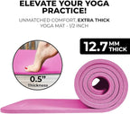 HemingWeigh Thick Yoga Mat Set for Home Workouts, 1/2 Inch Thick Non Slip Mat with Yoga Foam Blocks, Strap, 2 Microfiber Towels, Beginner Friendly