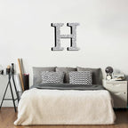 Qunclay 5.7" Silver Crystal Diamond Bling Letters Crushed Diamond Decoration Wooden Glitter Letter with Screw and Hooks Rhinestone Gift for Wedding Y2k Mcbling Bedroom Wall Decor (Letter H)