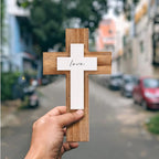 Wall And Table Wooden Cross Christians Cross Spiritual Religious Gifts With Hook On Hanging Wall Or Table With Love For Church Home Room Decoration For Christmas (5 colors available)