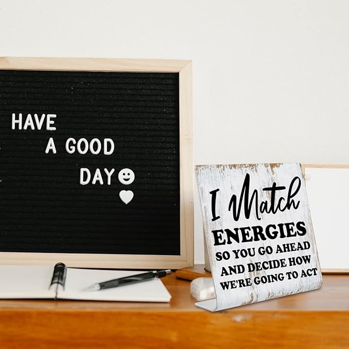 Funny Desk Signs for Women Men Office, Work Humor Decor Cubicle, Office Shelf Table Desk Decor for Cowoker Friends Sister Manager, Sarcastic Work Stress Relief White Elephant Gift Idea dksg3