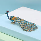 Enameled Peacock Jewelry Box - Hand Painted Collectible Figurine with Crystal Rhinestones, Women and Girls for Rings and Earrings Valentine Decor Gifts