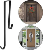 Premium Double Sided Wreath Hook for Front Door - Large Metal Hook Holds 2 Wreaths - Black, 9.4-15 Inch
