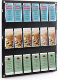 Displays2go Wall Mount Acrylic Brochure Holder, 9-18 Adjustable Pockets, Tiered Design - Black (2RP9BLK)