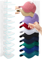 Hat Racks for Baseball Caps,Hats Rack Organizer Hold Up to 20 Hats,Hat Organizer for Baseball Caps Hat Holder Storage Display Adhesive/Wall Drilled for Wall,Door,Closet,Hat Racks for wall (1PK, Clear)
