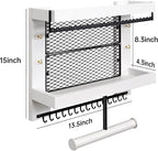 Pinzoveco Hanging Jewelry Organizer Wall Mounted With Wall Jewelry Organizer Holder For Necklaces Bracelet Earrings Ring (White)