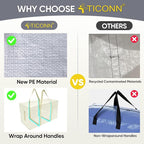 TICONN 2 Pack Extra Large Moving Bags Heavy Duty with Zippers & Carrying Handles, Durable Storage Bags Moving Boxes for Closet Organizers and Storage (2 Pack, Cream)