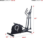 Sunny Health & Fitness Upright Elliptical Machine, Full Body Cardio Exercise with Adjustable Resistance, Arm and Leg Workout Machine, SunnyFit App via Bluetooth Optional Electro-Magnetic Resistance
