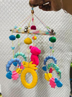 Colorful Hanging Mobile Decor with Soft Teddy, Rattles & Teething Rings – Decorative Hanging Ornament
