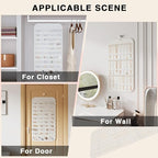 Hanging Jewelry Organizer Storage, 40 Pockets 36 Hooks Necklace Earring Necklace Bracelet Ring Organizer, Double - Sided Design, White