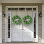 26" Artificial Eucalyptus Wreath with Welcome Sign for Front Door, Porch, Window - Large Faux Eucalyptus Greenery Outdoor Wreath for Home, Farmhouse Decor - Spring, Summer, All Seasons (Green)