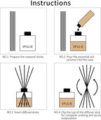 VFULIE 100PCS Reed Diffuser Sticks, 10 Inch Natural Rattan Wood Sticks Essential Oil Aroma Diffuser Sticks Refill Replacement for Aroma Fragrance