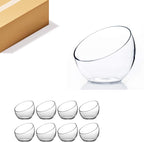 WGV Slant Cut Bowl Glass Vase Bulk, Width 7", Height 6", Clear Terrarium, Candy Dish, Fruit Jar, Floral Container for Wedding Party Event, Home Office Decor, 8 Pieces