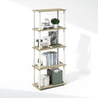 Furinno Turn-N-Tube Book Shelf, 5-Tier Bookshelf, Bookcase with Multipurpose Compact Display Rack, 11.6 x 23.6 x 57.4, for Living Room, Bedroom, Home Office, Sonoma Oak/White