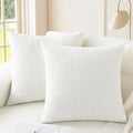 CaliTime Throw Pillow Covers Decorative 22 X 22 Inches Pack of 2 Cozy Chenille Cushion Cases for Couch Sofa Bed Living Room Home True White