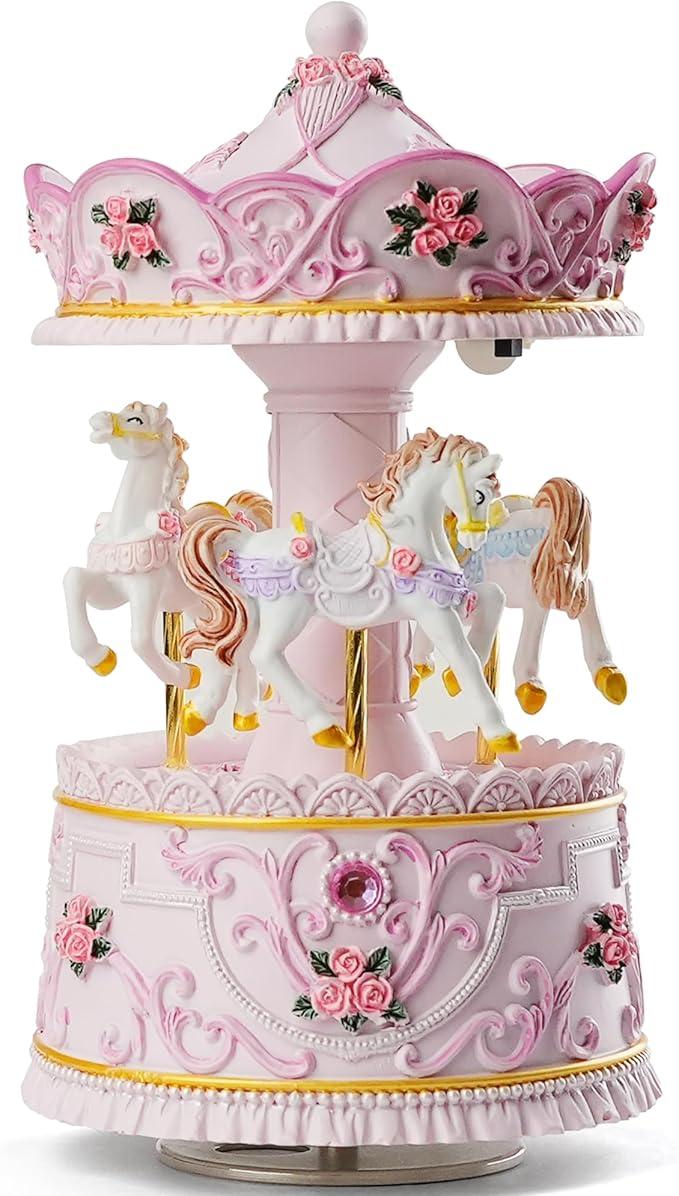 Carousel Music Box Gift, Wind Up Musical Box with Light Christmas Valentine's Day Anniversary Birthday Gifts for Wife Girls Girlfriend Daughter Son Plays You are My Sunshine