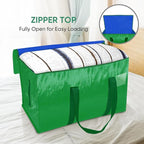 BALEINE 4-Pack Oversized Moving Bags with Reinforced Handles, Heavy-Duty Storage Tote for Clothes, Moving Supplies (Light Green, 4-Pack)
