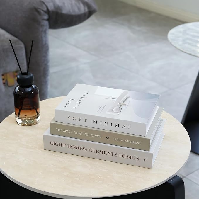 3 PCS Faux Decorative Books for Home Decor-Coffee Table Books Decor-Aesthetic Fake/Faux Books for Decoration,libros Decoration for Coffee Table, Shelf Accessories (Eight THE Space Soft)