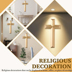 Yookin 13inches Wood Wall Cross Wooden Wall Decor Hanging Cross Decorations for Church Home Office Christian Baptism Religious Gift(Beech Wood)