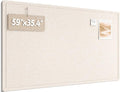 Fluxynara Large Bulletin Board, 59" x 35.4" Cork Board Alternative with 24 Safe Removable Adhesive Tabs, Foldable Felt Pin Board for Home Office, Classroom, Bedroom,Entryway for Walls—Oatmeal