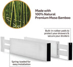 4 Pack Drawer Divider - 2.6" High, 16" to 22" Adjustable Bamboo Drawer Organizers for Clothes, Expandable Dresser Separators in Bedroom/Bathroom/Kitchen/Office Organization and Storage (White)