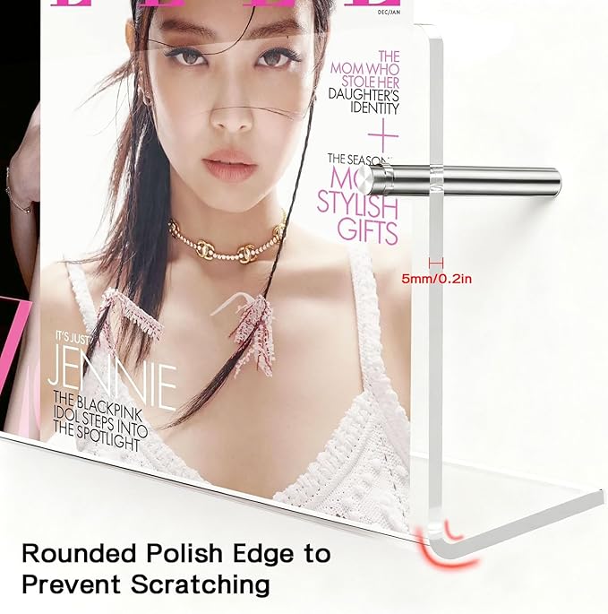 2-Pack 24 Inch Clear Acrylic Magazine Holder, Sleek Wall Mounted Brochure Rack & Floating Bookshelf, Modern Invisible Magazine Display for Office, Waiting Room, Living Room, Fashion Home Decor