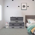 Omygarden Under Bed Storage Bins with Lids, Closet Organizers, Foldable Under-bed Storage Baskets for Sheets, Clothes, Quilts, Sweaters, Wrapping Paper, 35x16.5x7inch, Black Gray, 1PCS