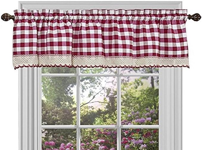 Sweet Home Collection Kitchen Window Curtain Panel Treatment Valance, 14" x 58", Burgundy