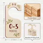 Baby Closet Dividers - Set of 8 Wooden Double-Sided Baby Clothes Organizer from Newborn to Toddler for Daily Gender-Neutral Baby Nursery Decor