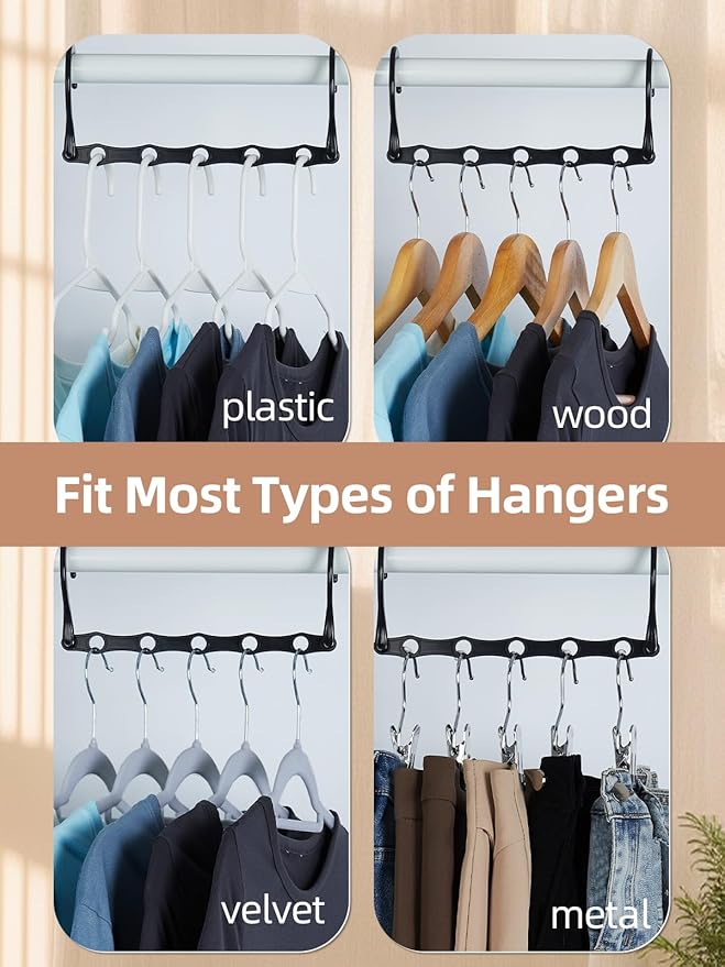 HOUSE DAY Space Saving Hangers Black, 16 Pack, Smart Closet Organizer Space Saver, Sturdy Plastic Clothes Hangers for All Types of Clothes, Closet Organizers and Storage, College Dorm Room Essentials