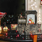 Wondise Lighted Christmas Snow Globes Musical Lantern with Timer, Battery Operated and USB Powered Spinning Water and Swirling Glitter Holiday Decoration