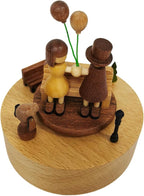 Briskfeel Wooden Music Box with Rotating Couple Holding Balloons - Plays Canon in D Mechanical Musical Box - Gift for Birthday, Valentine's Day, Wedding, Anniversary, Home Décor (Prospect)
