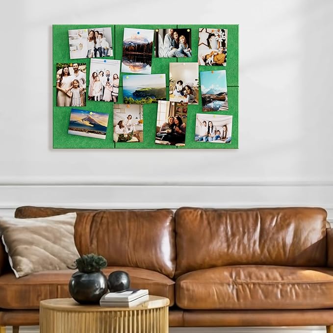 MaxGear Large Cork Board for Wall 36" x 24", Emerald Green Bulletin Board, 6 Pack Felt Wall Tiles with Pushpins, Cork Boards for Office Push Pin Board Tack Board Felt Board
