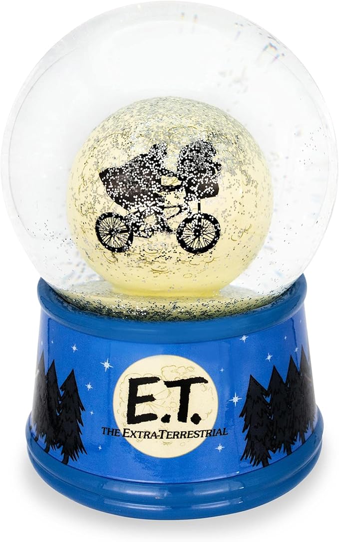 E.T. The Extra-Terrestrial Bike Moon 6-Inch Snow Globe with Swirling Glitter Display Piece