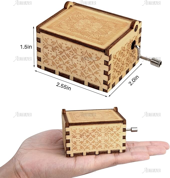 AUEAR, Wooden Hand Crank Twinkle Little Stars Music Box Vintage Handmade Best Gift for Friends
