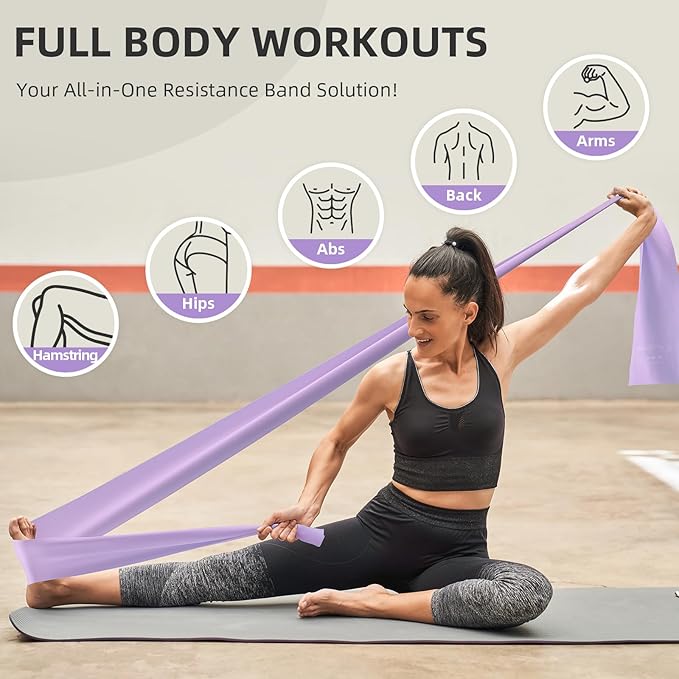 Resistance Bands for Working Out, Exercise Bands, Resistance Band for Physical Therapy, Stretch Bands for Pilates, Rehab, Stretch, Strength Training and Yoga Starter Set