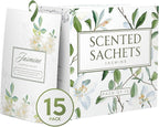 15 Pack Jasmine Sachets for Drawers and Closets, Scented Sachets for Drawers, Closet Freshener Sachet for Drawers to Refresh Any Space, Jasmine Sachet Bags, Scented Drawer Fresheners