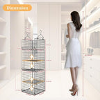 5 Tier Closet Hanging Organizer and Storage Separable Hanging Closet Shelves with 4 Hooks 2 Adjustable Dividers, Wire Storage Basket Bins for Clothing Sweaters Socks Dolls Handbags, Foldable