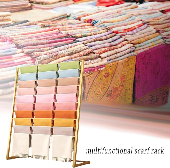 10 Tier Metal Scarf Organizer Holder, Freestanding Display Stand for Commercial Clothing Retail Store Towel Rack Ties Belt Pants Hanging Rack