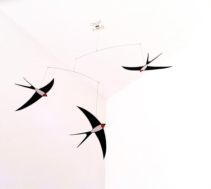 3 Swallow Hanging Mobile - 20 Inches - Premium-Grade Cardstock - Handmade in Denmark by Flensted