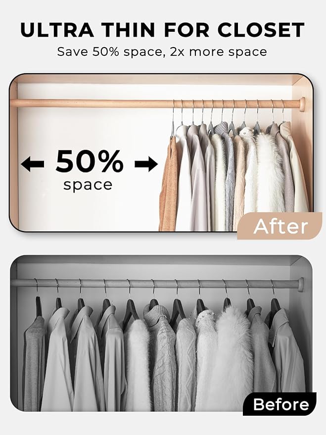 SMARTOR Plastic Hangers 50 Pack, Thin Hangers with 360° Swivel Hook, Non-Velvet Hanger Heavy Duty Clothes Holders for Closet - Durable Adult Hanger, Space Saving Hangars - Gray