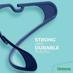 NEATERIZE Clothes Hangers Plastic 20 Pack for Adults - Plastic Hangers, The Perfect Coat Hanger and Space Saving Clothes Hangers for Closet, Percheros Ganchos para Colgar Ropa Hangars - Navy Hangers