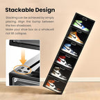 8 Pack Shoe Boxes Black Plastic Stackable, Large Shoe Storage Organizer,Drop Side Front Shoe Containers for Entryway,Sneaker Storage Fit up to US Size 13 for Men/Women(13’’x 10.6”x 8.3”)