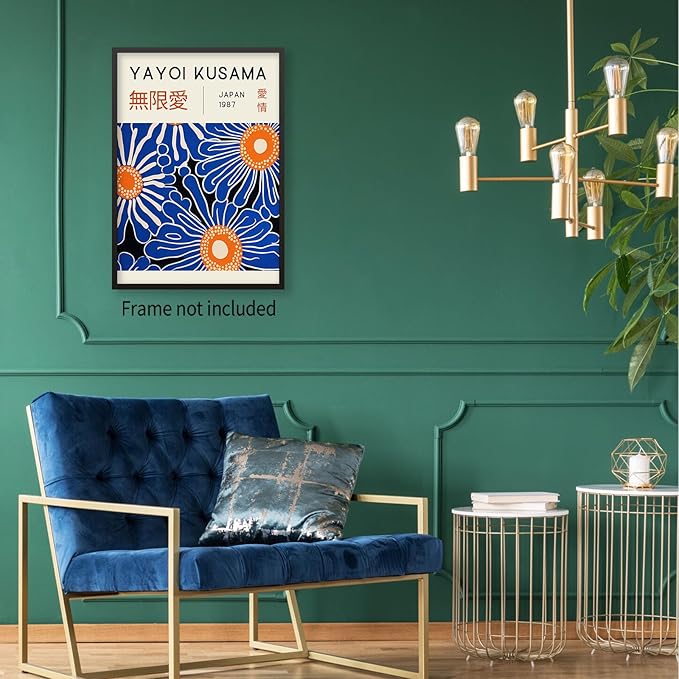 Yayoi Kusama Print Vintage Japanese Wall Art Abstract Yayoi Kusama Poster Minimalist Painting Art Exhibition Suitable for Japanese Bedroom,Living Room Office Decor 12x16in Unframed