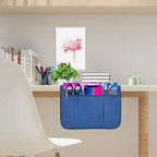 Bedside Caddy Bedside Storage Organizer Magazine Phone Tablet iPad Remote Holder, Organizer Caddy for Home College Dorm Bed, Sofa, Bunk Bed (Classic Blue)