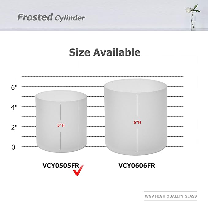 WGV Cylinder Vase Bulk, Diameter 5", Height 5", Frosted Glass Floral Planter Container, Floating Candle Holder for Wedding Party Event Home Office Decor, 12 Pieces