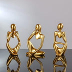 BMLCGJ Thinker Statue Gold Decor Abstract Art Sculpture, Golden Resin Collectible Figurines for Home Living Room Office Shelf Decoration,Great Gifts Ideas (Gold)