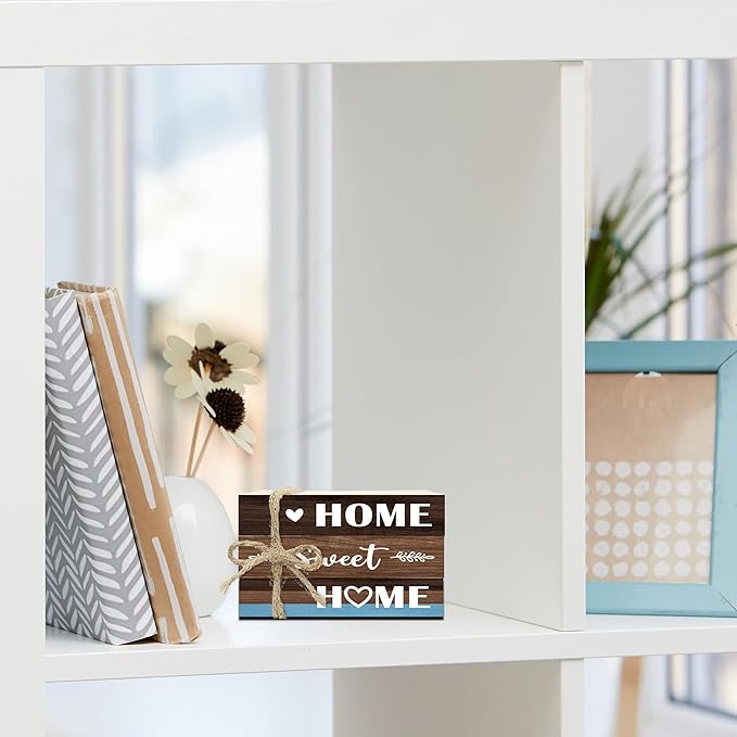 Mini Decorative Books For Home Decor, Small Wood Book Stack For Table Decor, Home Sweet Home decoration Books For Living Room Bookshelf, Farmhouse Stacked Books decoration（L48)